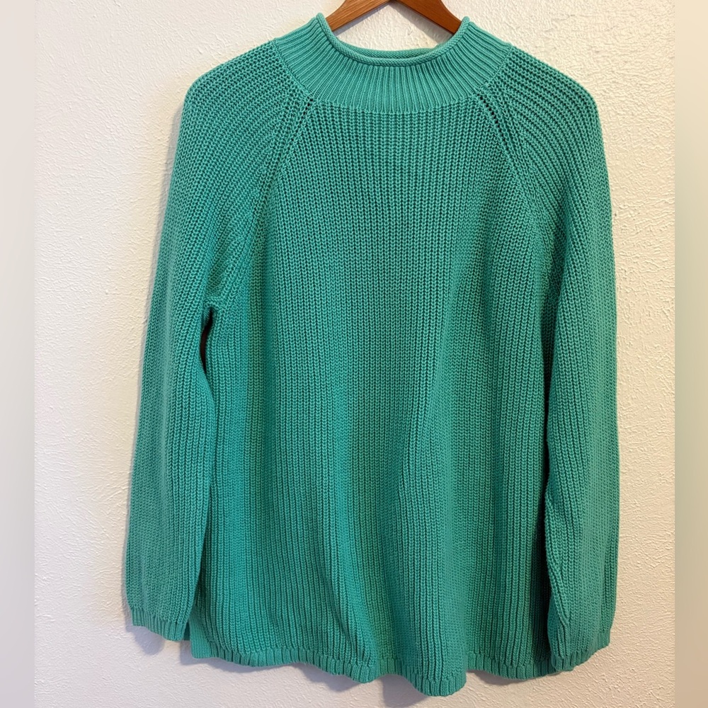 Talbots Shaker Stitch Roll Neck 100% Cotton Sweater, Size XL Petite
